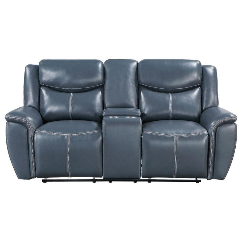 Sloane - Upholstered Padded Arm Reclining Loveseat - Blue