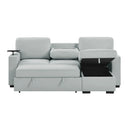 U0212 - Reversible Sofa Bed Loveseat With Pop-Up Sleeper With Drop Down Table - Silver