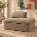 Almano - Modular Right Facing Chaise - Light Brown Chenille