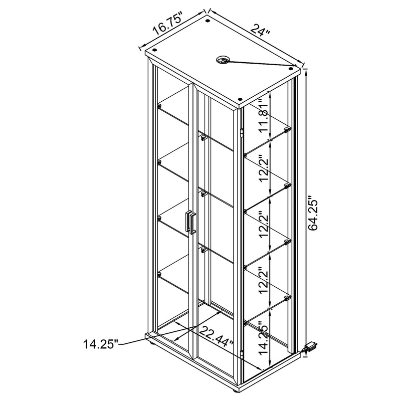 Aero - 5-Shelf Display Curio Cabinet With Led Lighting