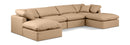 Indulge - Faux Leather 6 Piece Modular Double Chaise Sectional - Tan