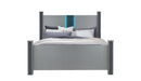 Logan - 4 Piece Queen Bedroom Set (Bed, Dresser, Mirror, Nightstand) - Silver