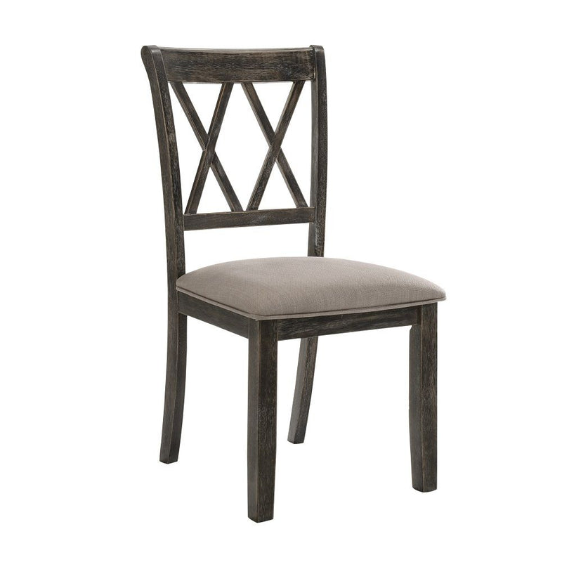 Claudia II - Side Chair (Set of 2) - Beige Fabric & Weathered Gray