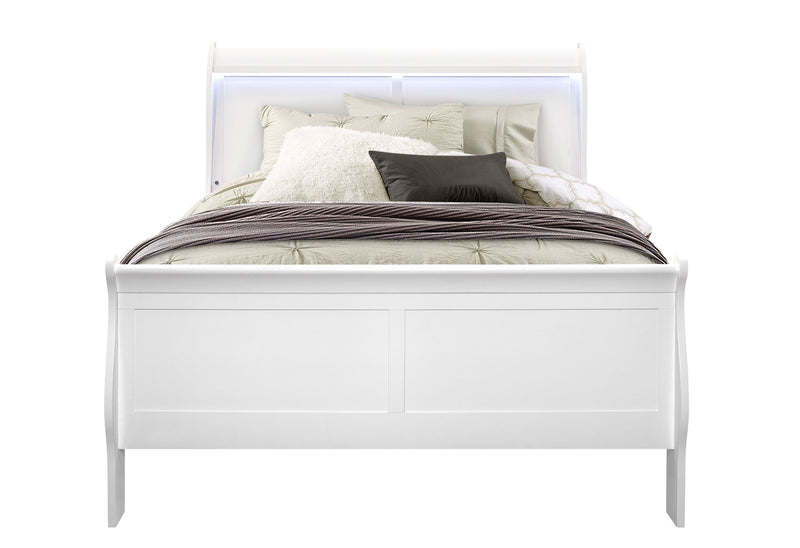 Charlie - 5 Piece Full Bedroom Set With LED - White