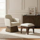 Marlowe - Linen Textured Fabric Upholstered Swivel Accent Chair - Stained Brown