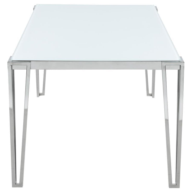 Pauline - Rectangular Dining Table With Metal Leg - White And Chrome