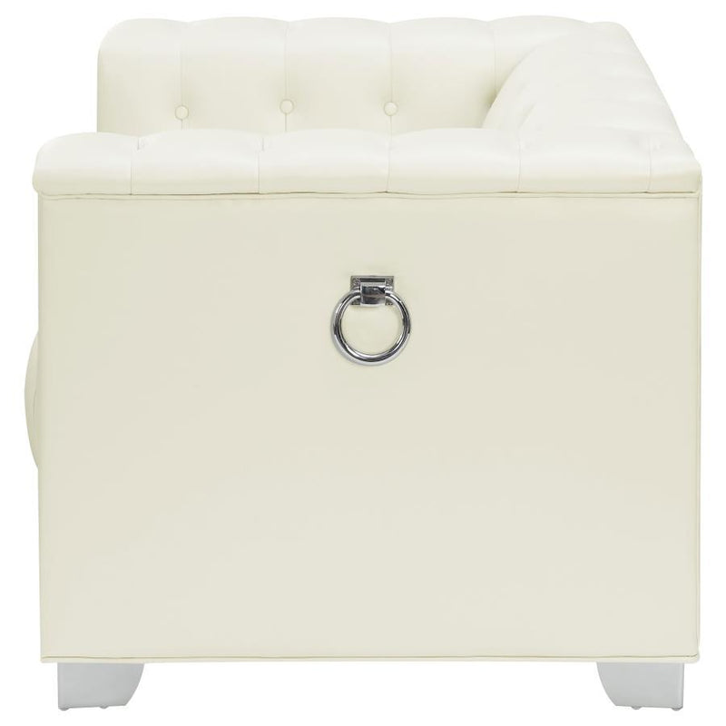 Chaviano - Upholstered Track Arm Accent Chair - Pearl White