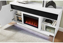 Aileen - 66" Entertainment Unit With LED, Speakers, Crystal Inserts And Pop Up Center Doors - White