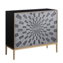 Quilla - Console Cabinet - Black, Gray & Brass