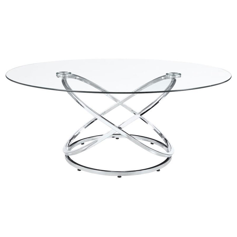 Warren - 3 Piece Oval Glass Top Coffee Table Set - Chrome