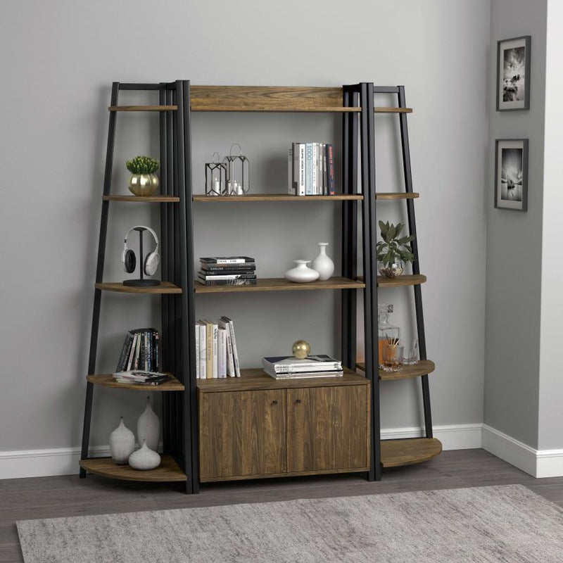 Jacksonville - 5-Tier Corner Bookcase - Aged Walnut