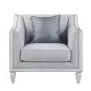 Katia - Chair With Pillow - Light Gray Linen & Weathered White
