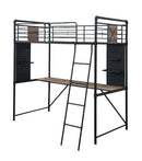 Cordelia - Twin Loft Bed With Desk - Antique Oak, Sandy Black & Dark Bronze Hand-Brushed