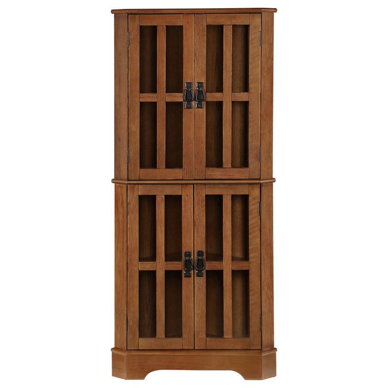 Coreosis - 4 Door Wood Corner Curio Cabinet - Golden Brown