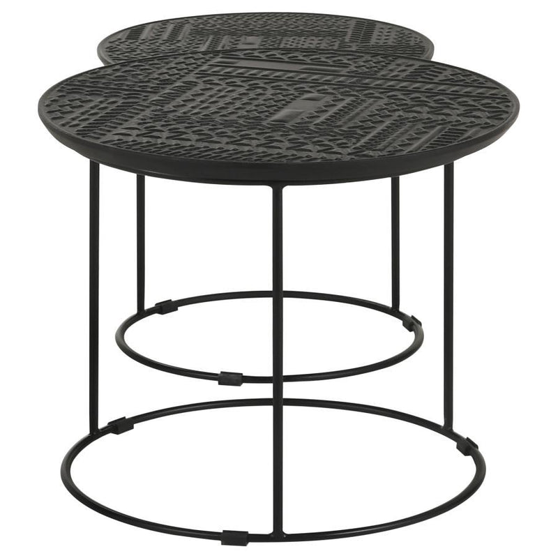 Loannis - 2 Piece Round Mango Wood Nesting Table - Matte Black