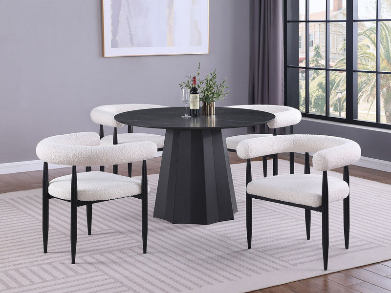 Camden - Round 48" Faux Marble Top Dining Table - Black