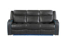 UM2768 - Power Reclining Sofa With Power Headrest, LED Lights, LED Welt Storage Arms, LED Cupholders And USB A/C - Charcoal