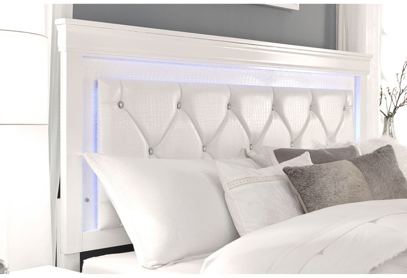 Pompei - Queen Bed With LED - Metallic White