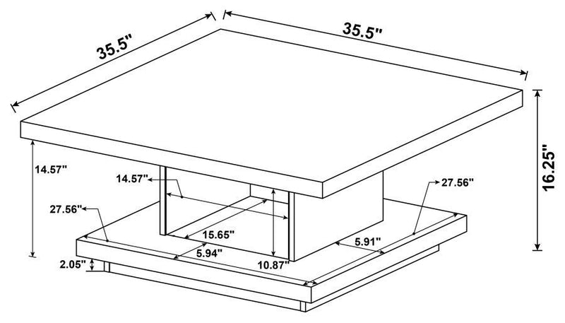 Reston - Pedestal Square Coffee Table - Cappuccino