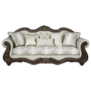 Pierce - Sofa With 5 Pillows - Beige Fabric & Cherry