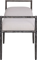 Axis - Linen Textured  Beige Fabric Upholstered Bench