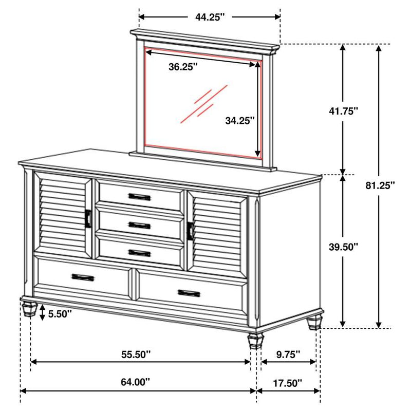 Franco - 5-Drawer Dresser With Mirror