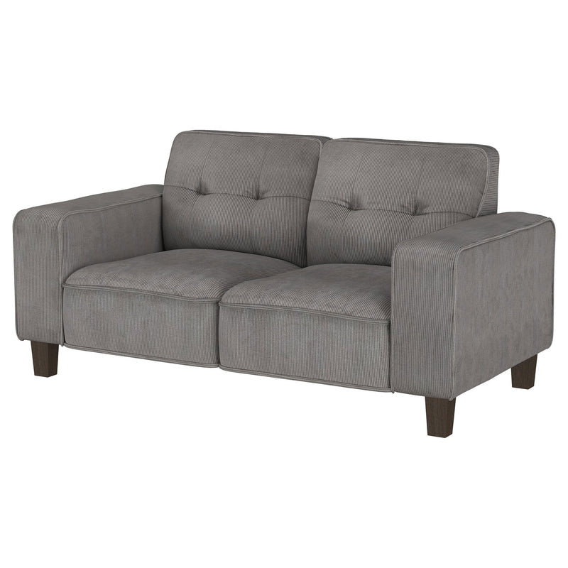 Deerhurst - Upholstered Track Arm Tufted Loveseat - Charcoal