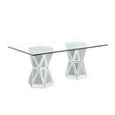 Noralie - 71" X 39" Dining Table - Mirrored & Faux Diamonds