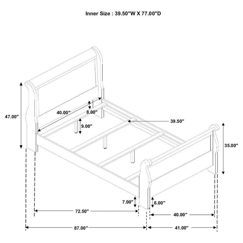 Louis Philippe - Panel Sleigh Bed