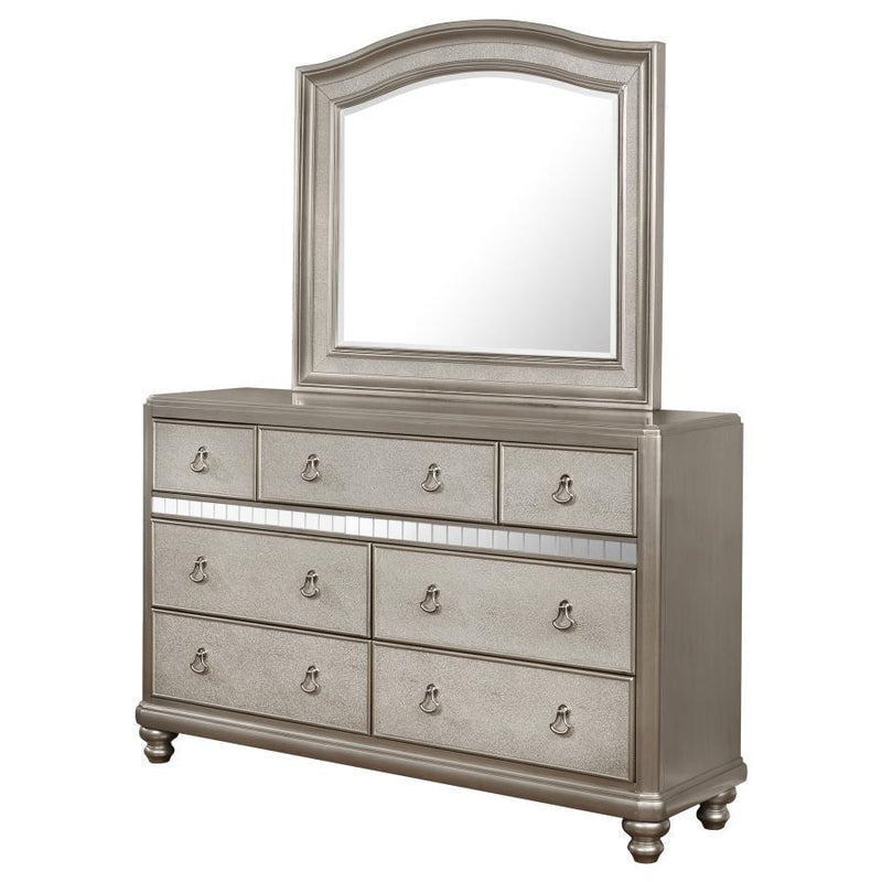 Bling Game - 7-Drawer Dresser With Mirror - Metallic Platinum