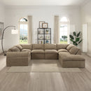 Almano - Modular Right Facing Chaise - Light Brown Chenille