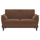 Selma - Velvet Upholstered Crescent Arm Loveseat - Rust