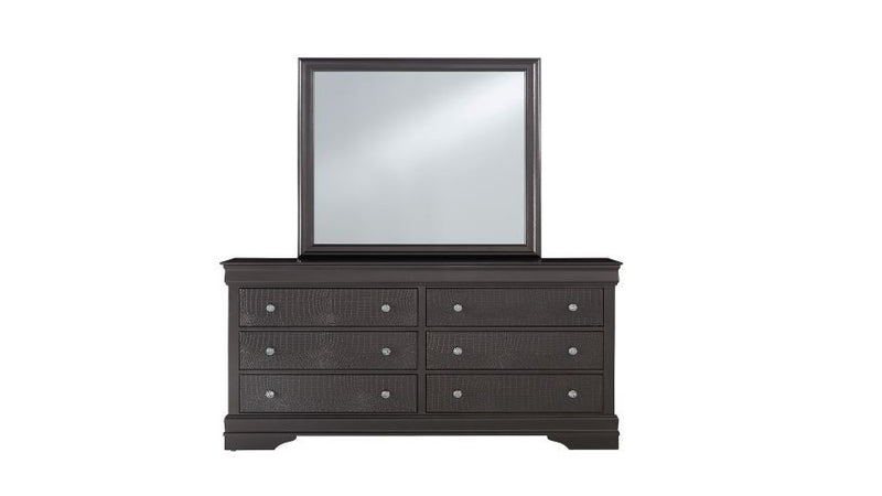 Pompei - 4 Piece Queen Bedroom Set (Queen Bed With LED, Dresser, Mirror And Nightstand) - Gray