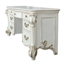 Vendome - Vanity Desk - Beige Synthetic Leather & Antique Pearl