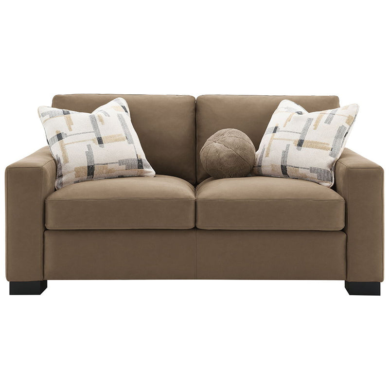 Darya - Loveseat With 3 Pillows - Brown Suede Fabric