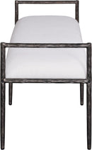Axis - Linen Textured Cream Fabric Upholstered Bench