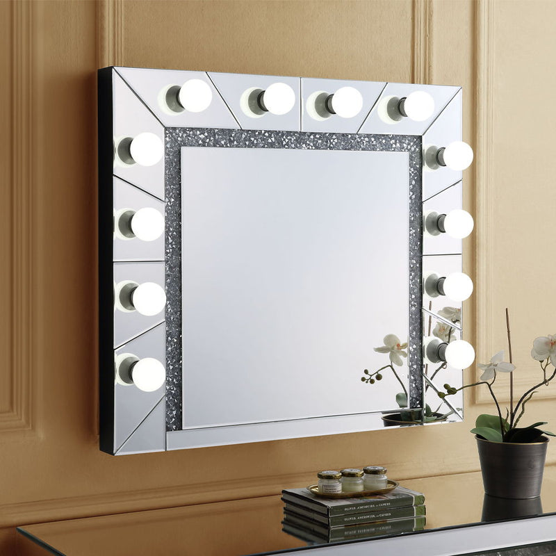 Noralie - 28" Accent Mirror - Mirrored & Faux Diamonds