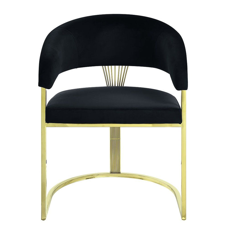 Fallon - Side Chair - Black Velvet & Mirrored Gold
