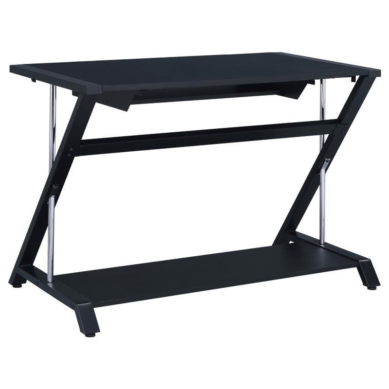 Mallet - Computer Desk With Bottom Shelf - Black