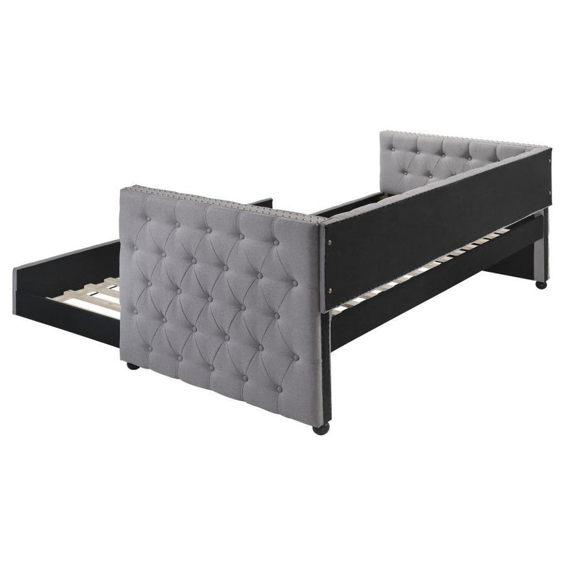 Mockern - Upholstered Twin Daybed With Trundle - Gray