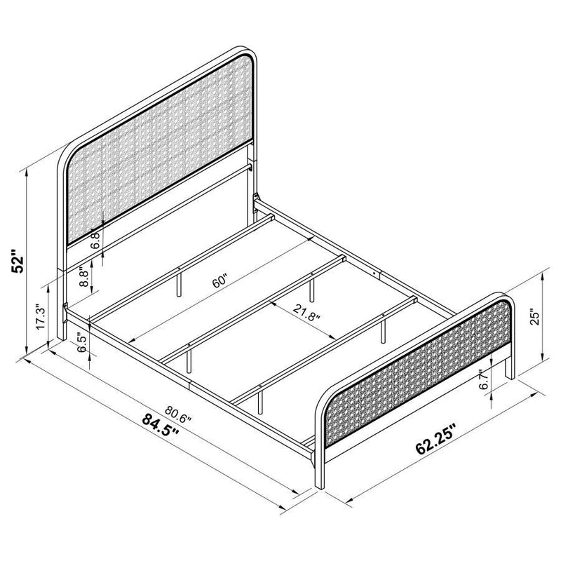 Lanewood - Polyethylene PE Rattan Upholstered Metal Bed