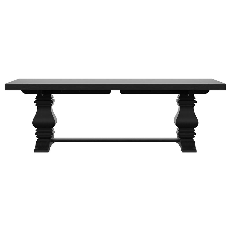 Florence - Rectangular Pedestal Dining Table With Planked Wood Top - Antique Black