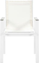 Nizuc - Outdoor Patio Dining Arm Chair With White Frame And Gray Arms (Set of 2)