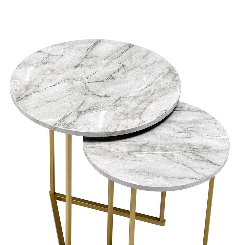 Garo - Accent Table - Faux Marble & Gold Finish - 24"