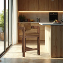 Sacha - Velvet Stool With Brown Base