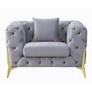 Jelanea - Chair With Pillow - Gray Velvet & Gold