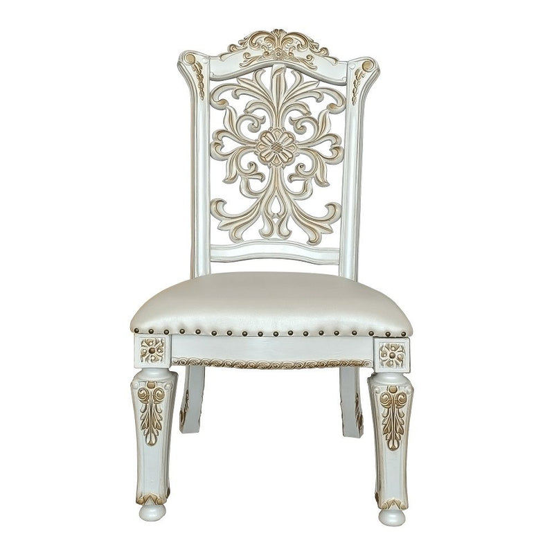 Vendome - 48" Side Chair (Set of 2) - Synthetic Leather & Antique Pearl