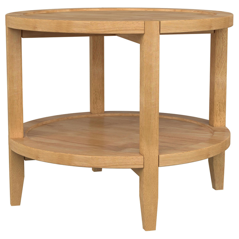 Camillo - Round Solid Wood Side End Table - Maple