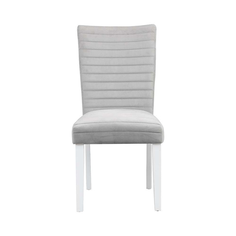 Elizaveta - Side Chair (Set of 2) - Gray Velvet &White High Gloss