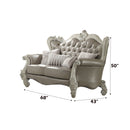 Versailles - Loveseat With 4 Pillows - Vintage Gray Synthetic Leather & Bone White